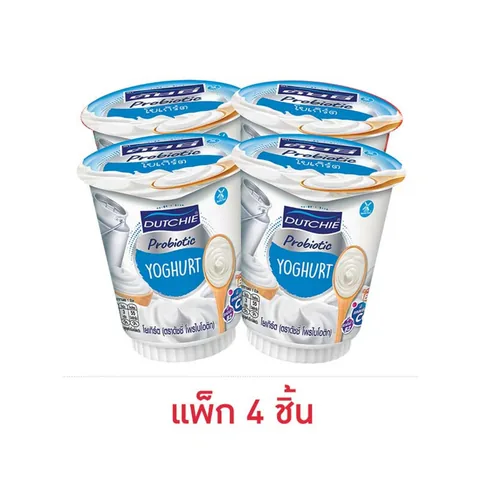 Current four-pack of Dutchie Probiotic Natural 125 gram yogurt cups