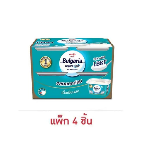 Current four-pack of Meiji Bulgaria Mellow 110 gram yogurt cups