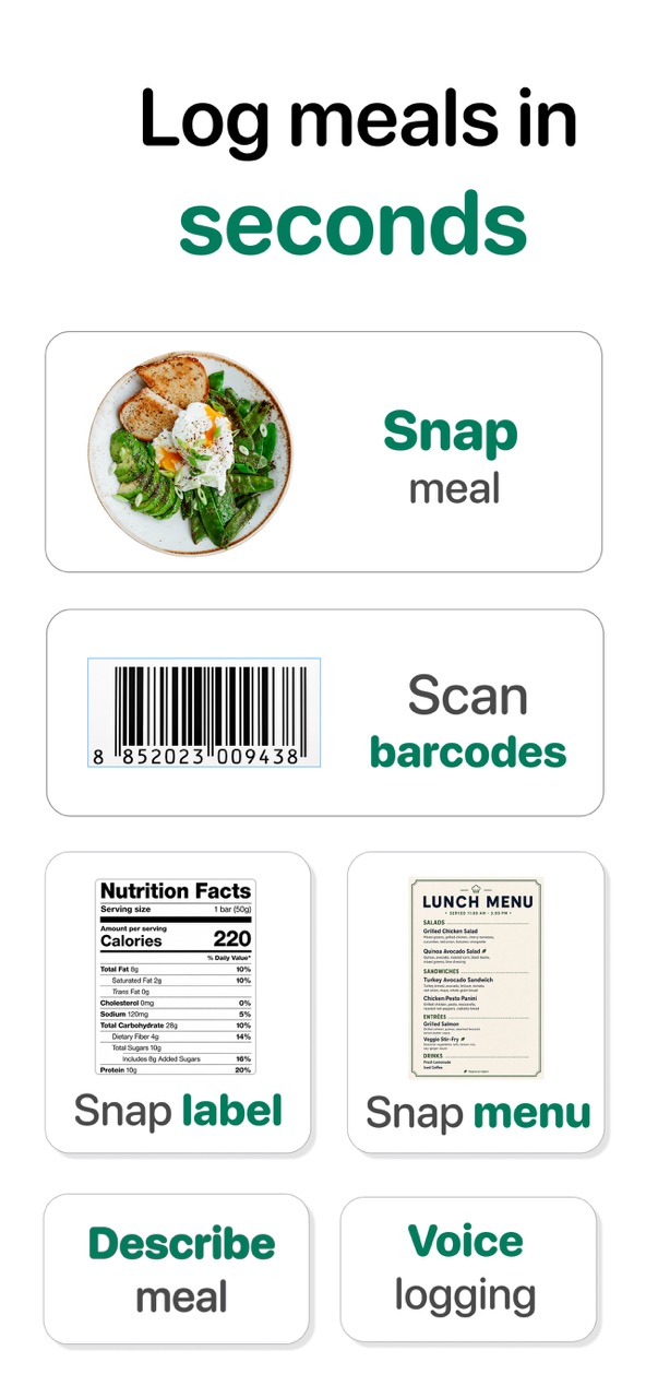 MyFitMate fast meal logging options