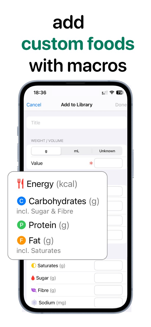 MyFitMate custom foods with macros