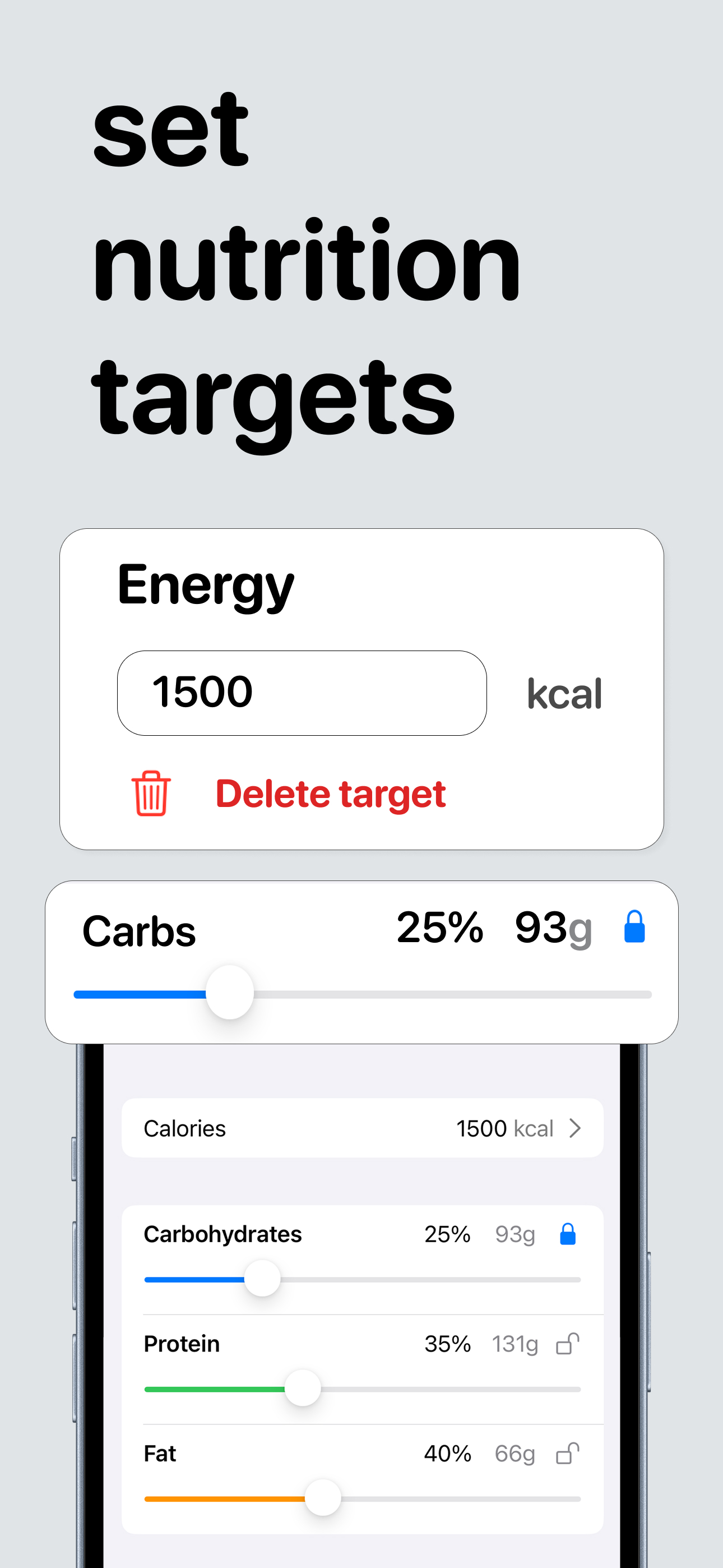 Set calorie and macro targets
