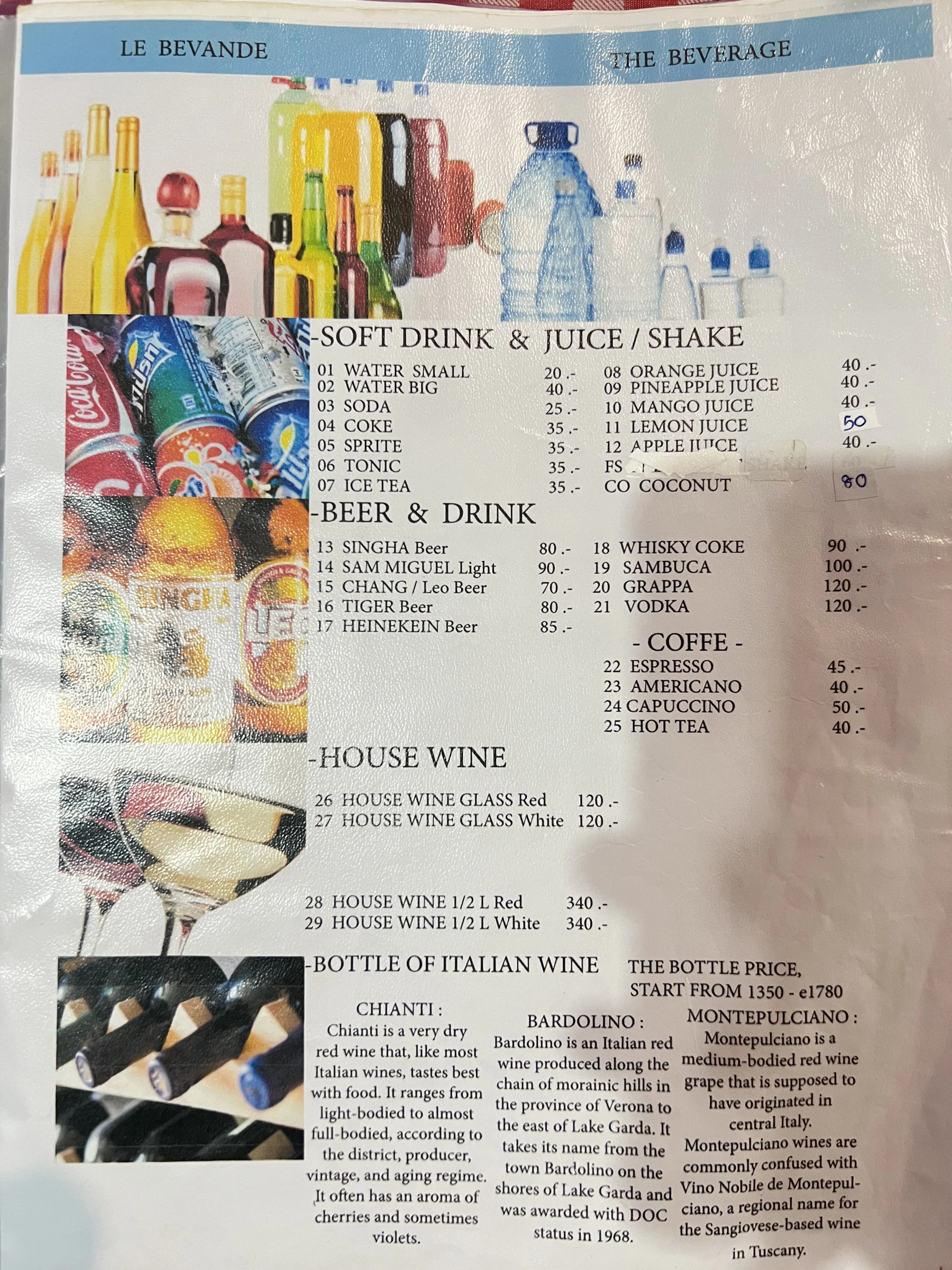 Menu and prices at Mangiafuoco Soi Ta-iad