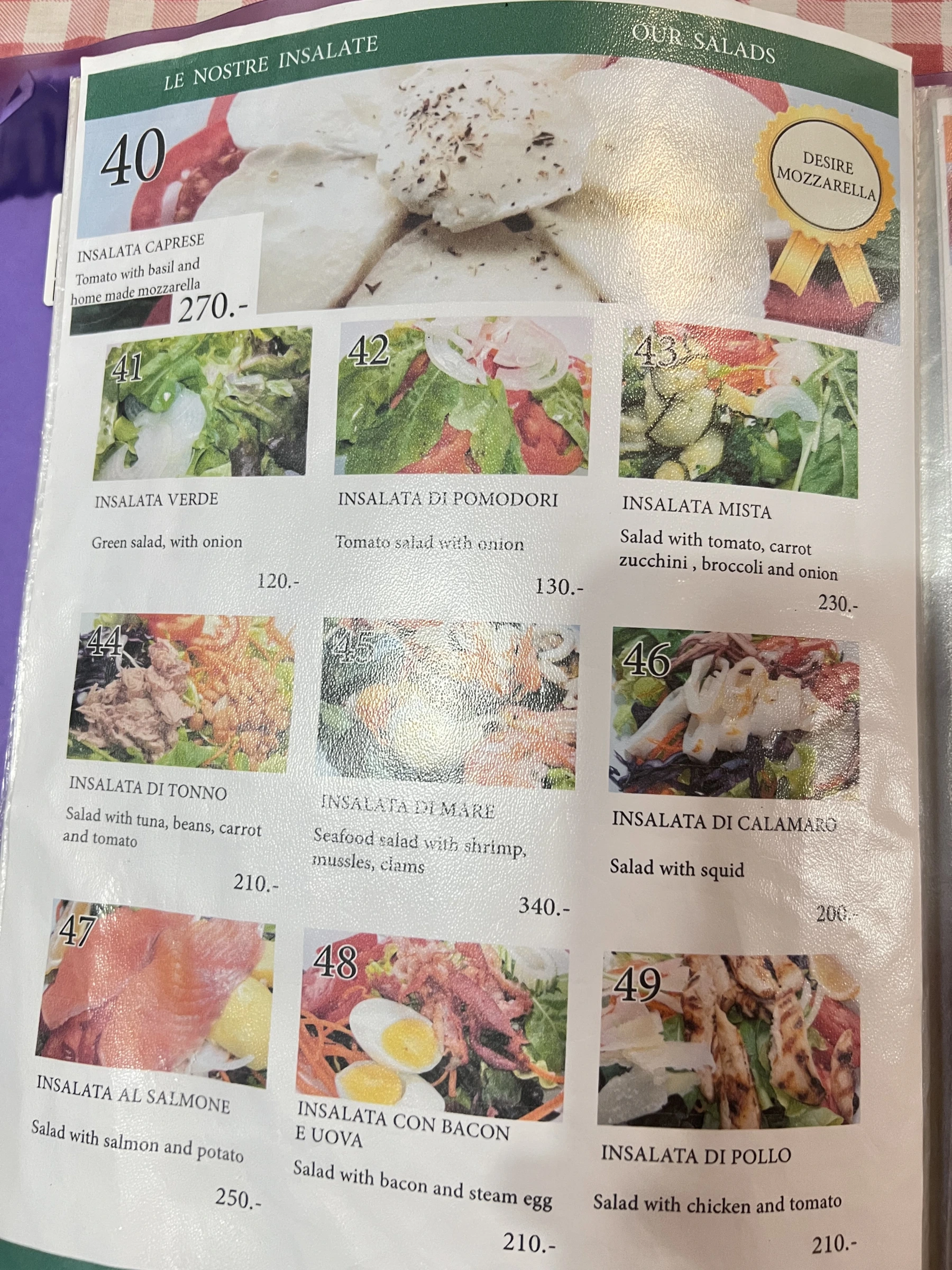 Menu and prices at Mangiafuoco Soi Ta-iad
