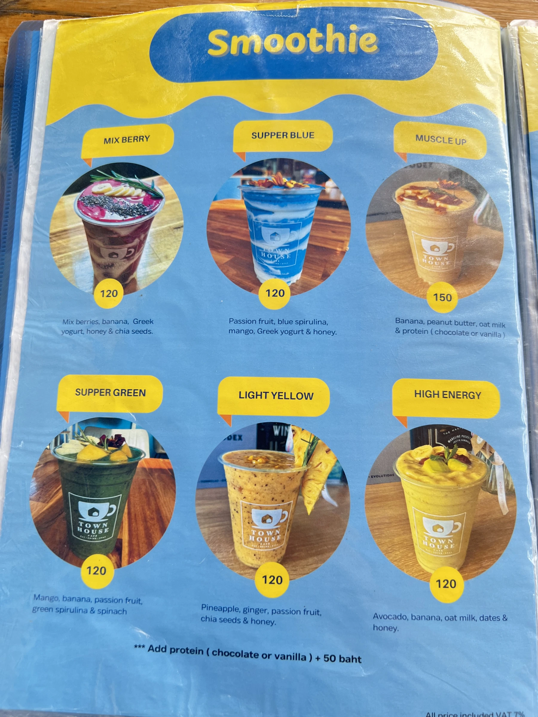 Menu and prices at Townhouse Café