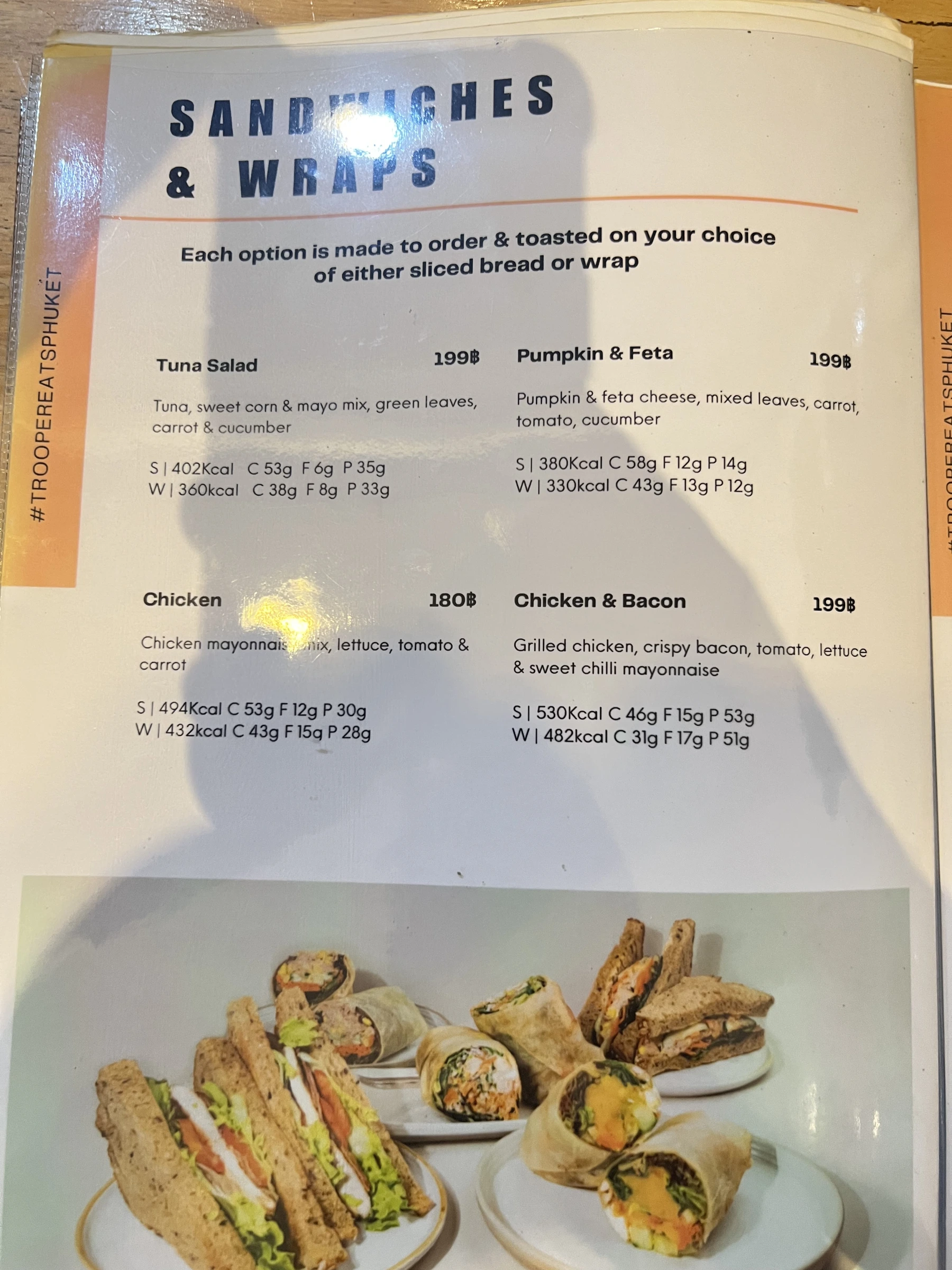 Menu and prices at Trooper Eats
