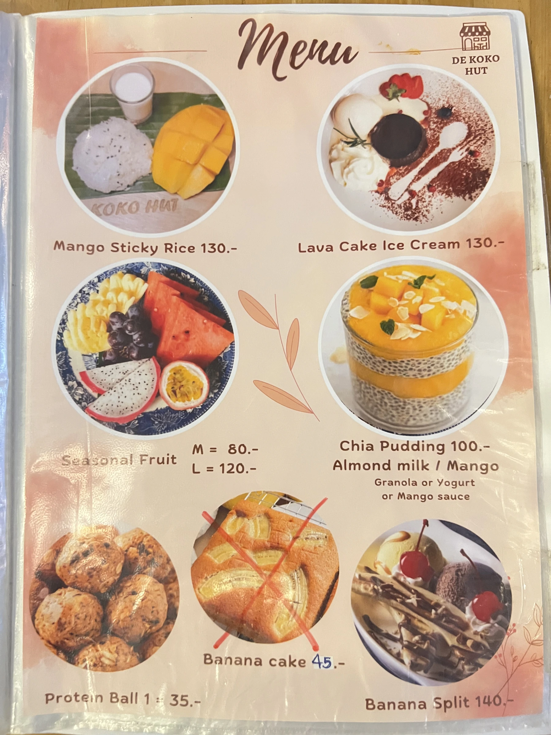 Menu and prices at DE KOKO HUT