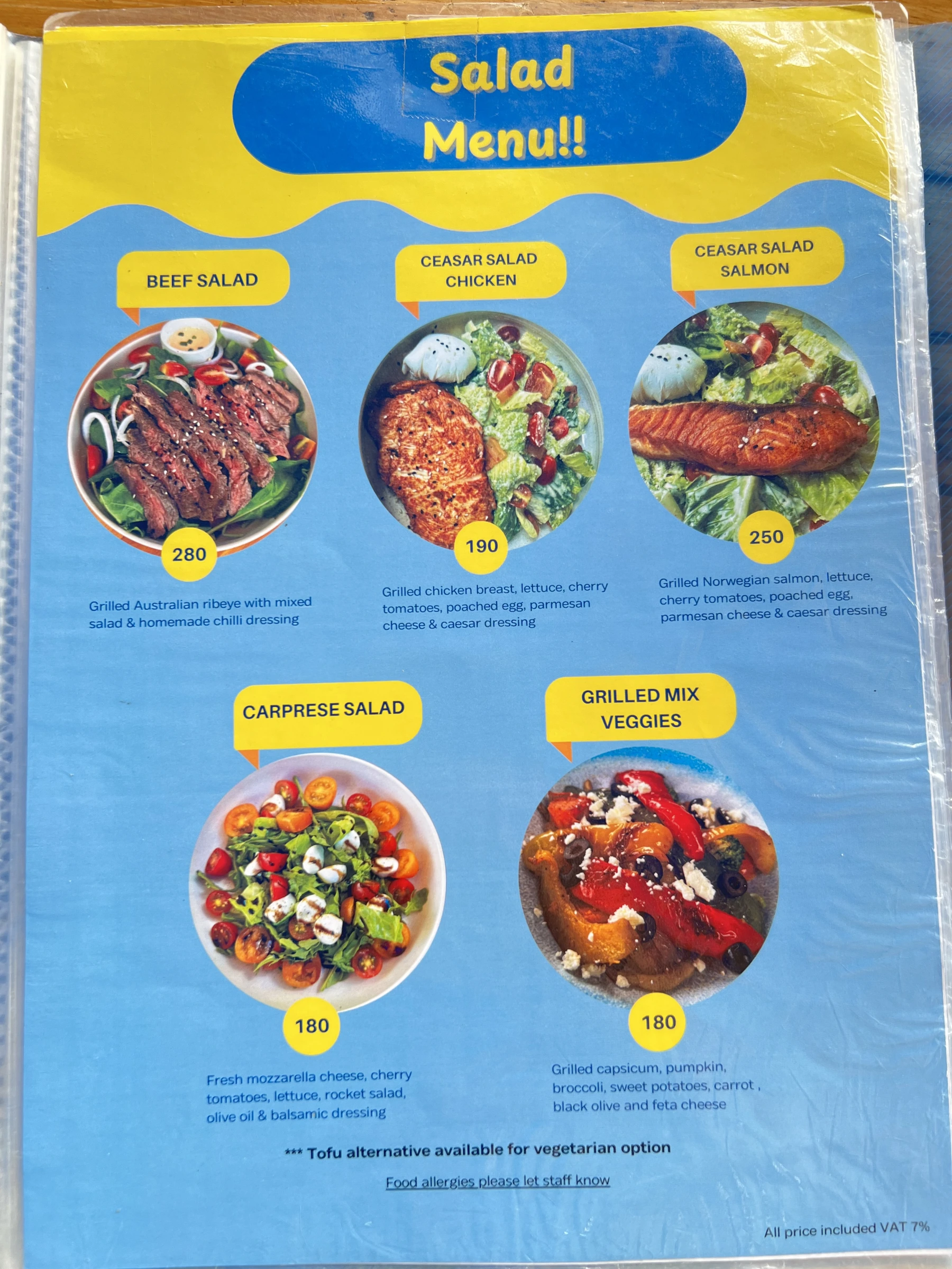 Menu and prices at Townhouse Café