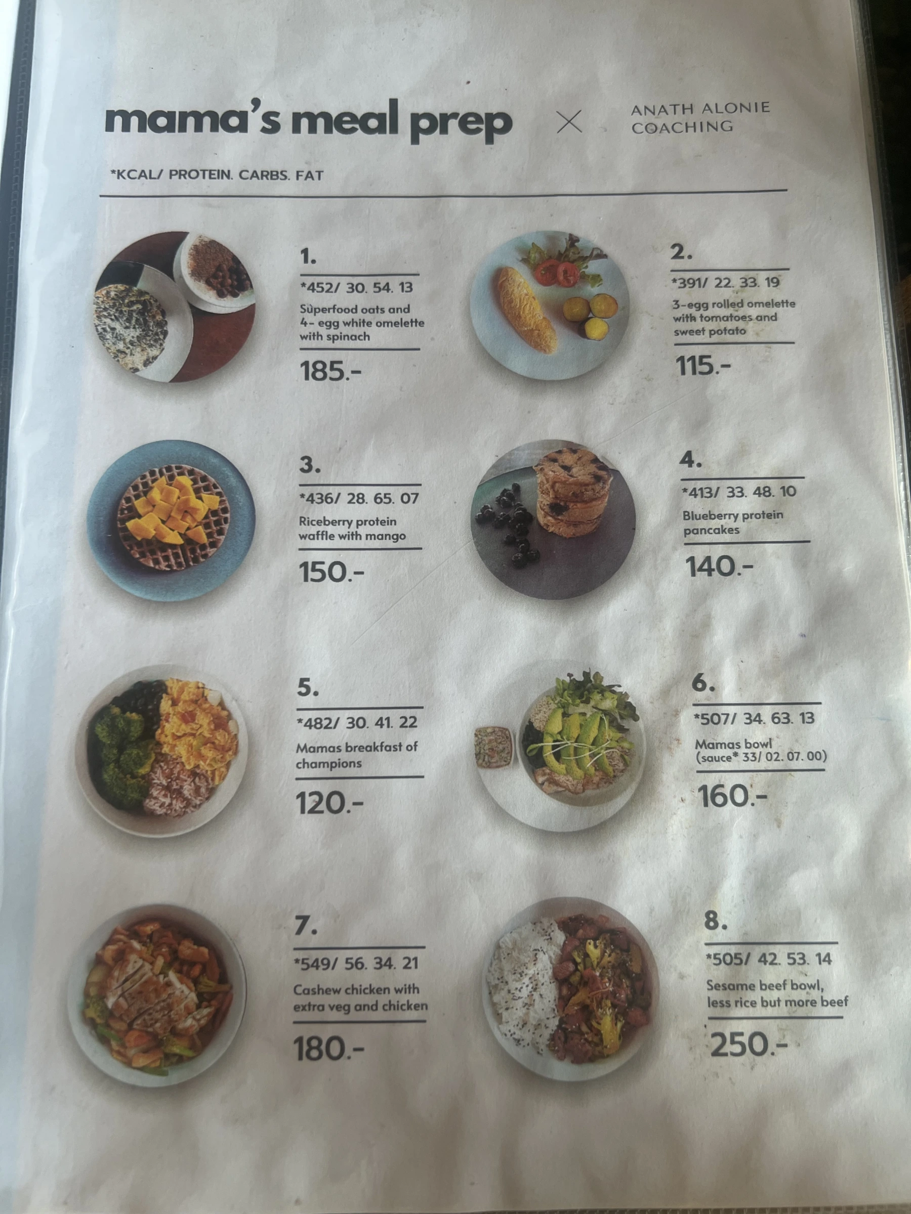 Menu and prices at Forest Bungalows & Mama’s Restaurant