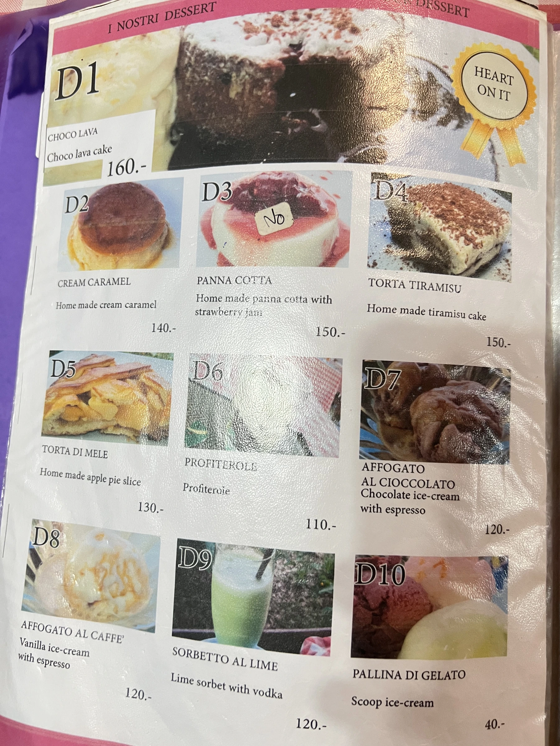 Menu and prices at Mangiafuoco Soi Ta-iad