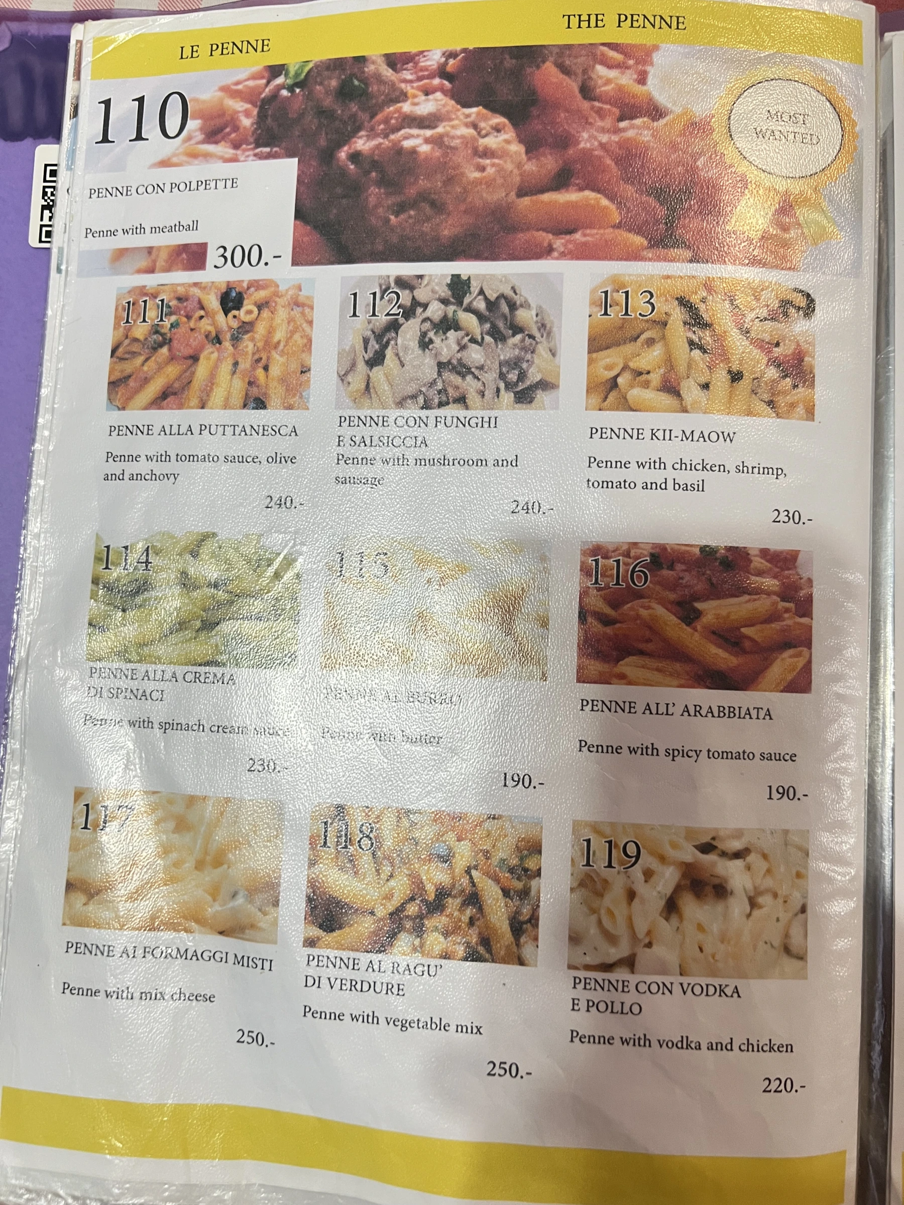 Menu and prices at Mangiafuoco Soi Ta-iad