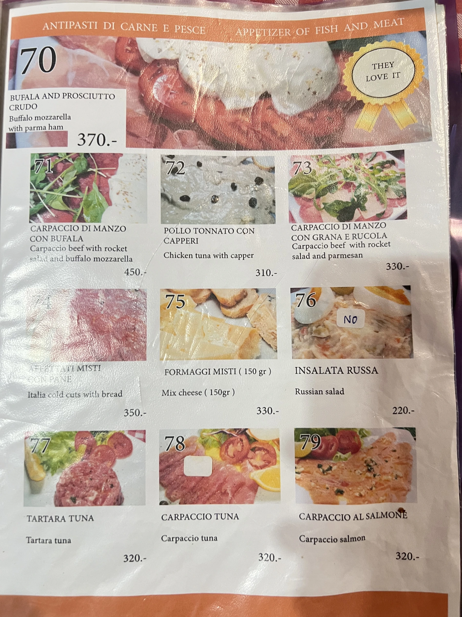 Menu and prices at Mangiafuoco Soi Ta-iad