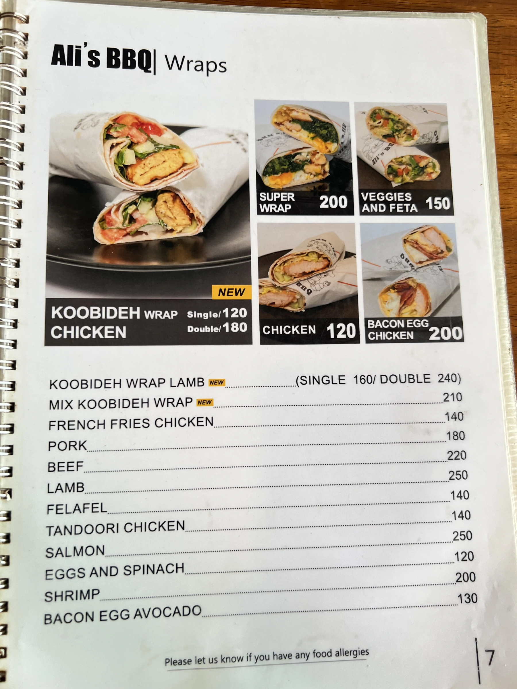 Menu and prices at Ali's BBQ Chalong