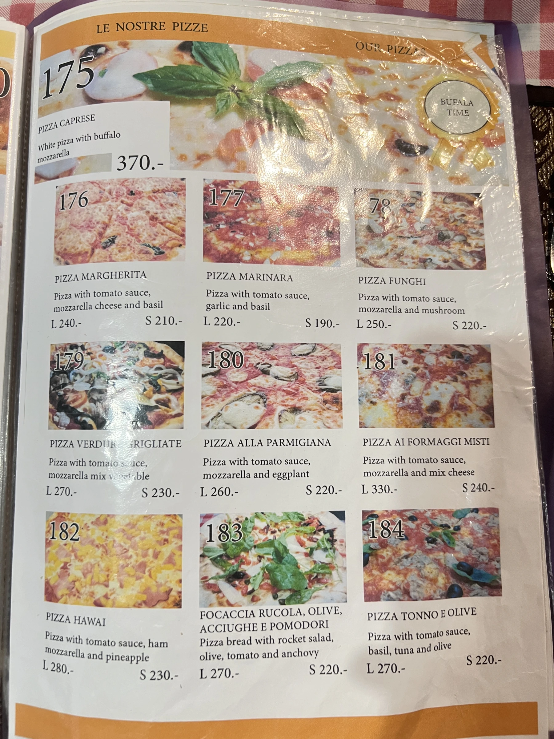 Menu and prices at Mangiafuoco Soi Ta-iad