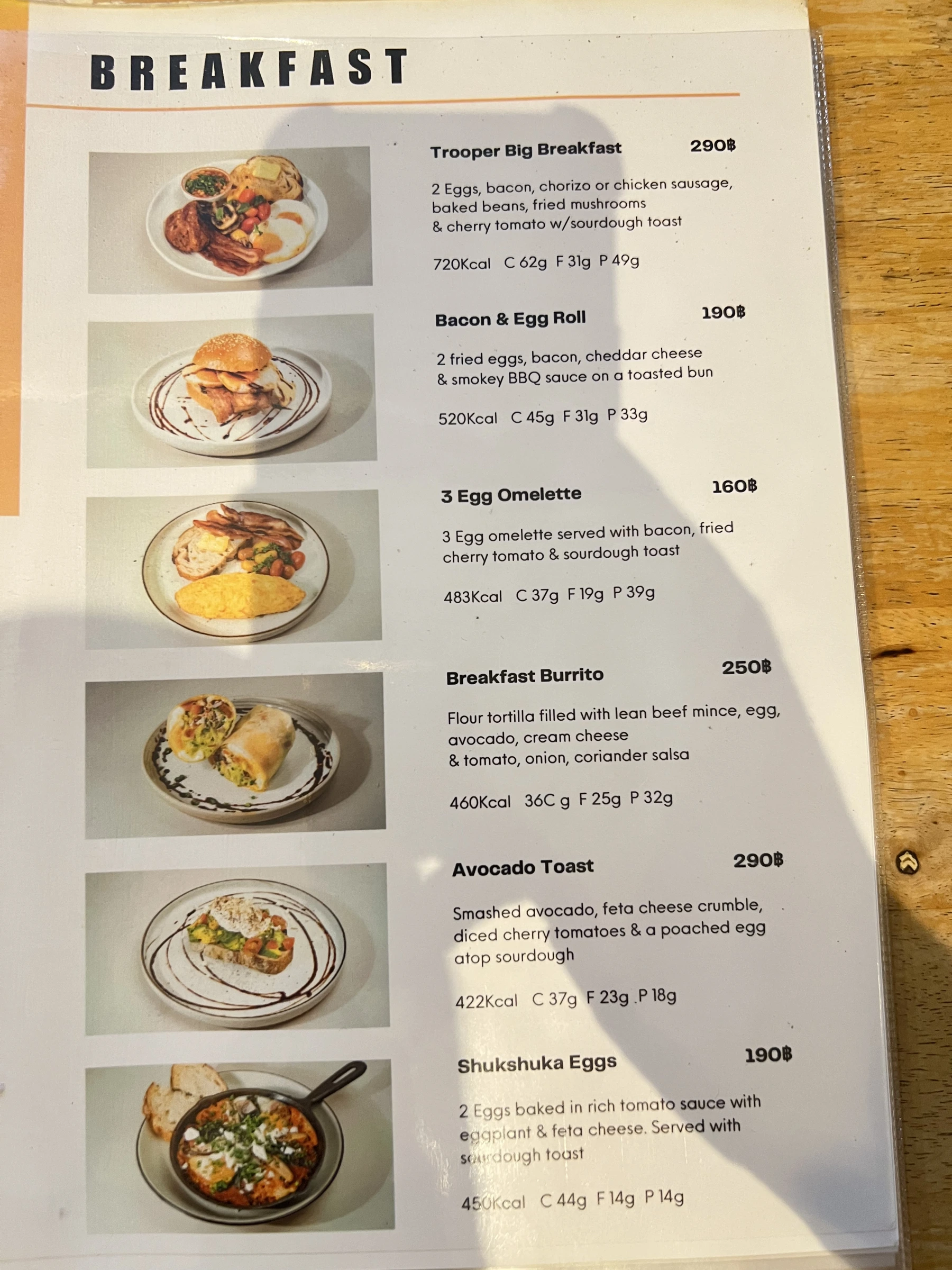 Menu and prices at Trooper Eats
