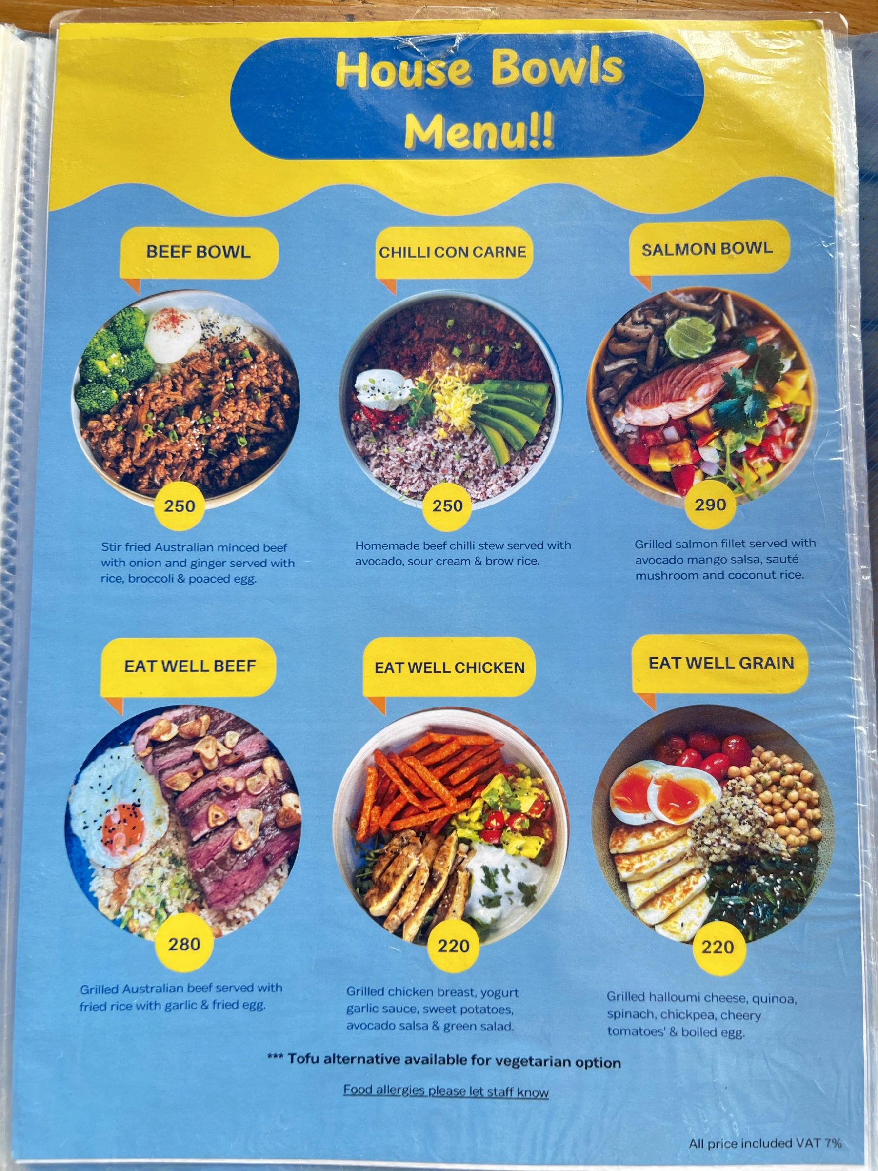 Menu and prices at Townhouse Café
