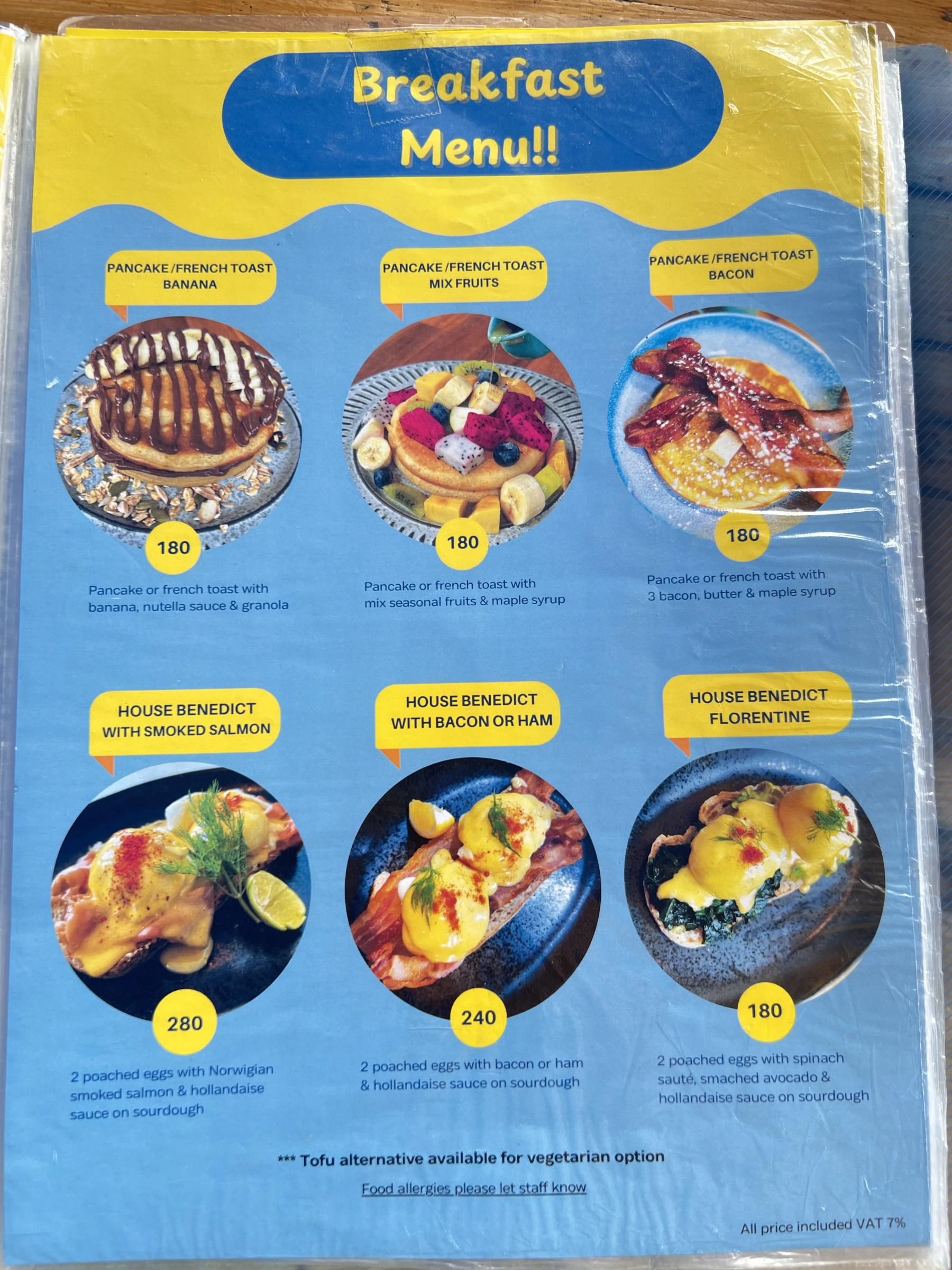 Menu and prices at Townhouse Café