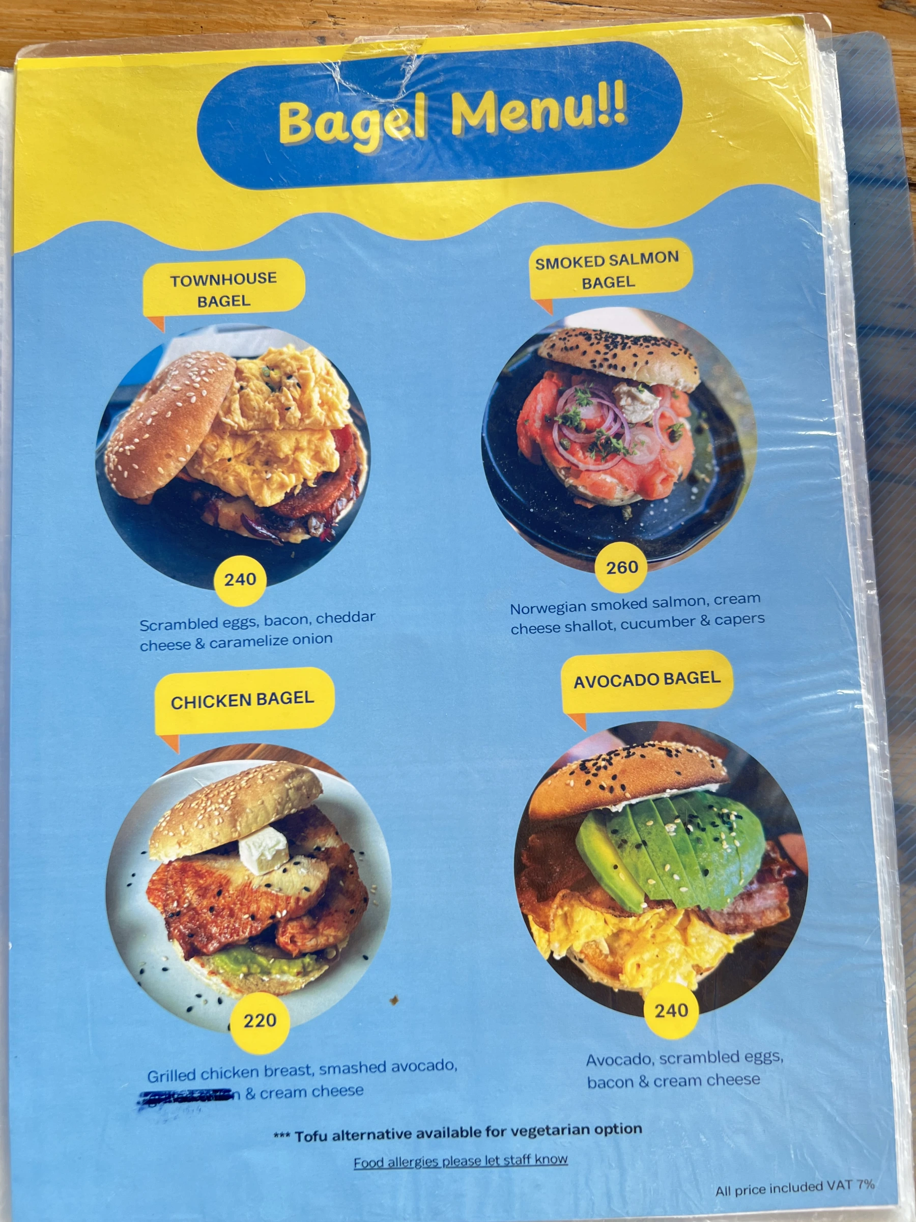 Menu and prices at Townhouse Café