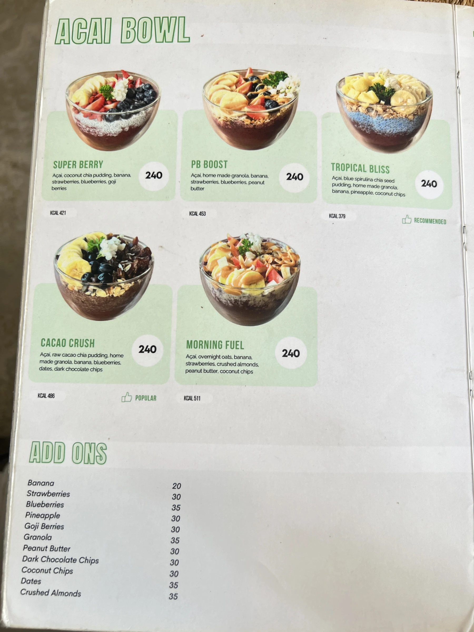 Menu and prices at Go Fresh Fuel