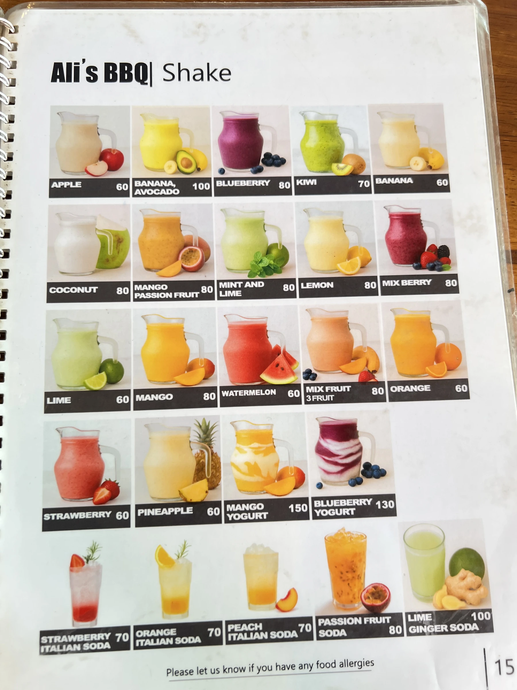Menu and prices at Ali's BBQ Chalong