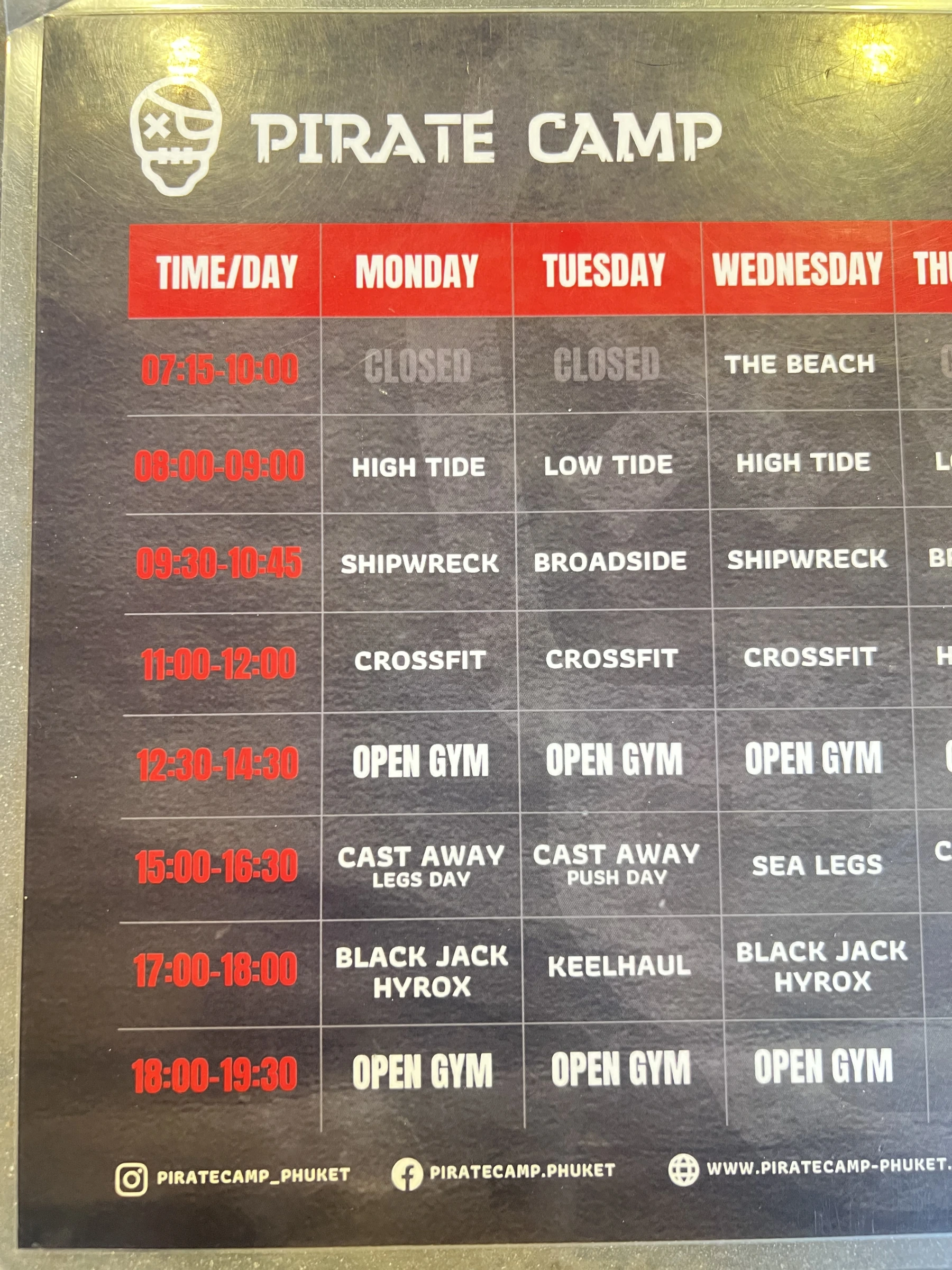 Menu and prices at Pirate Camp