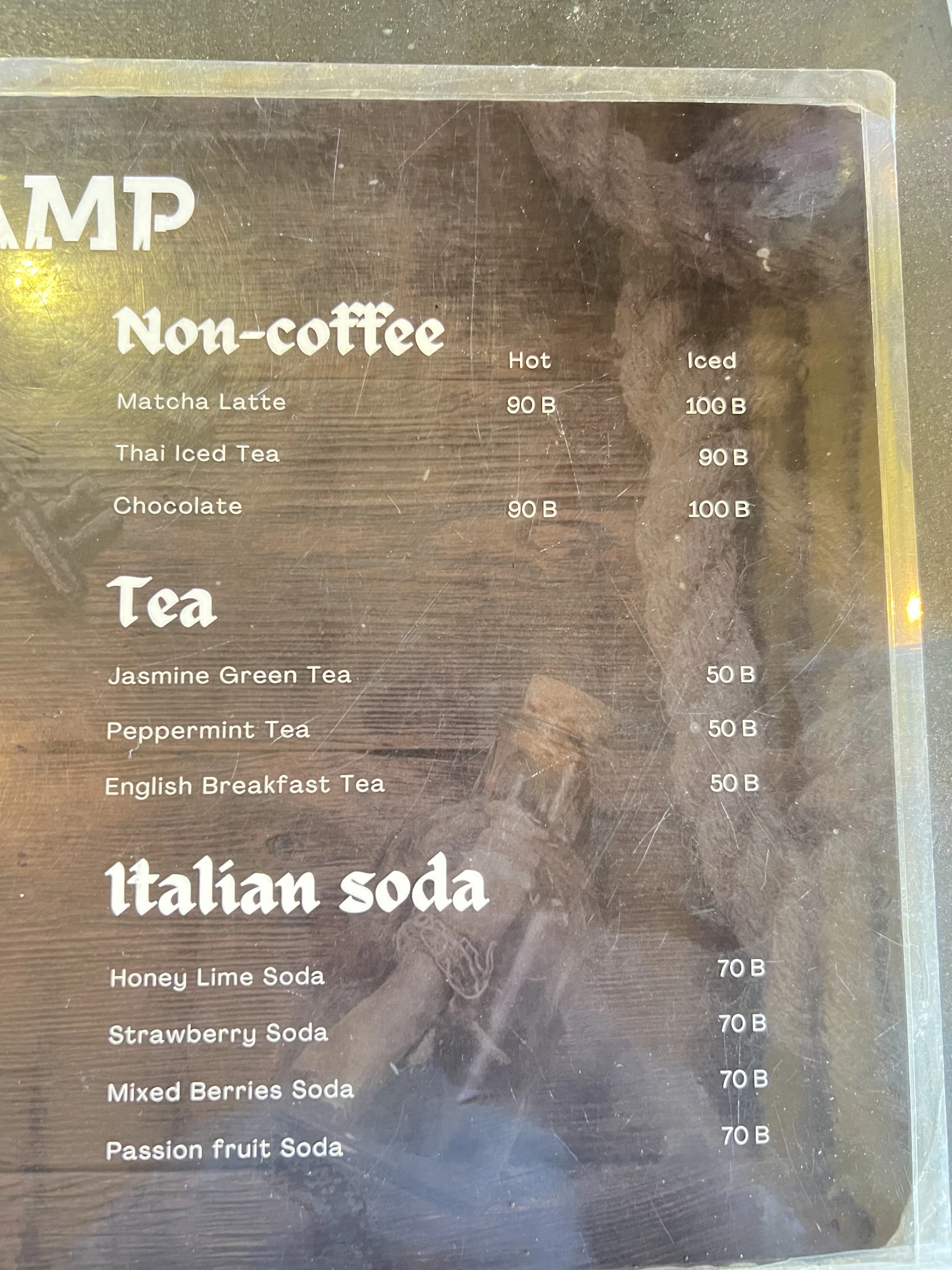 Menu and prices at Pirate Camp