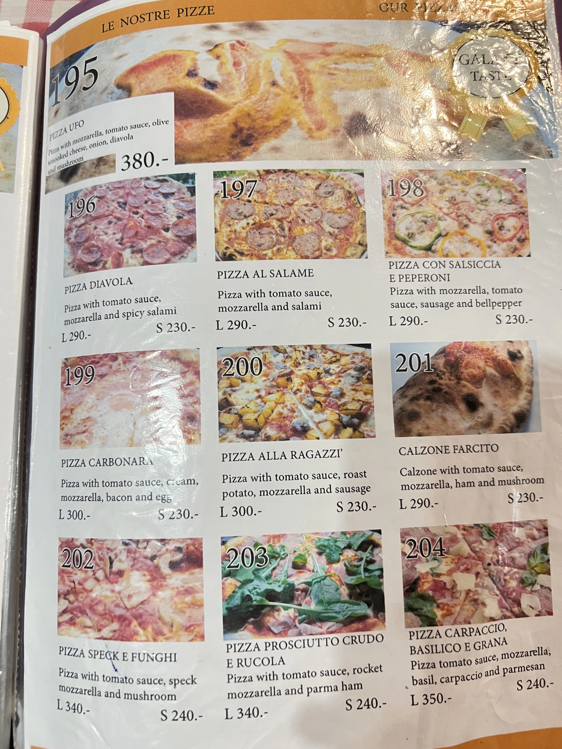 Menu and prices at Mangiafuoco Soi Ta-iad