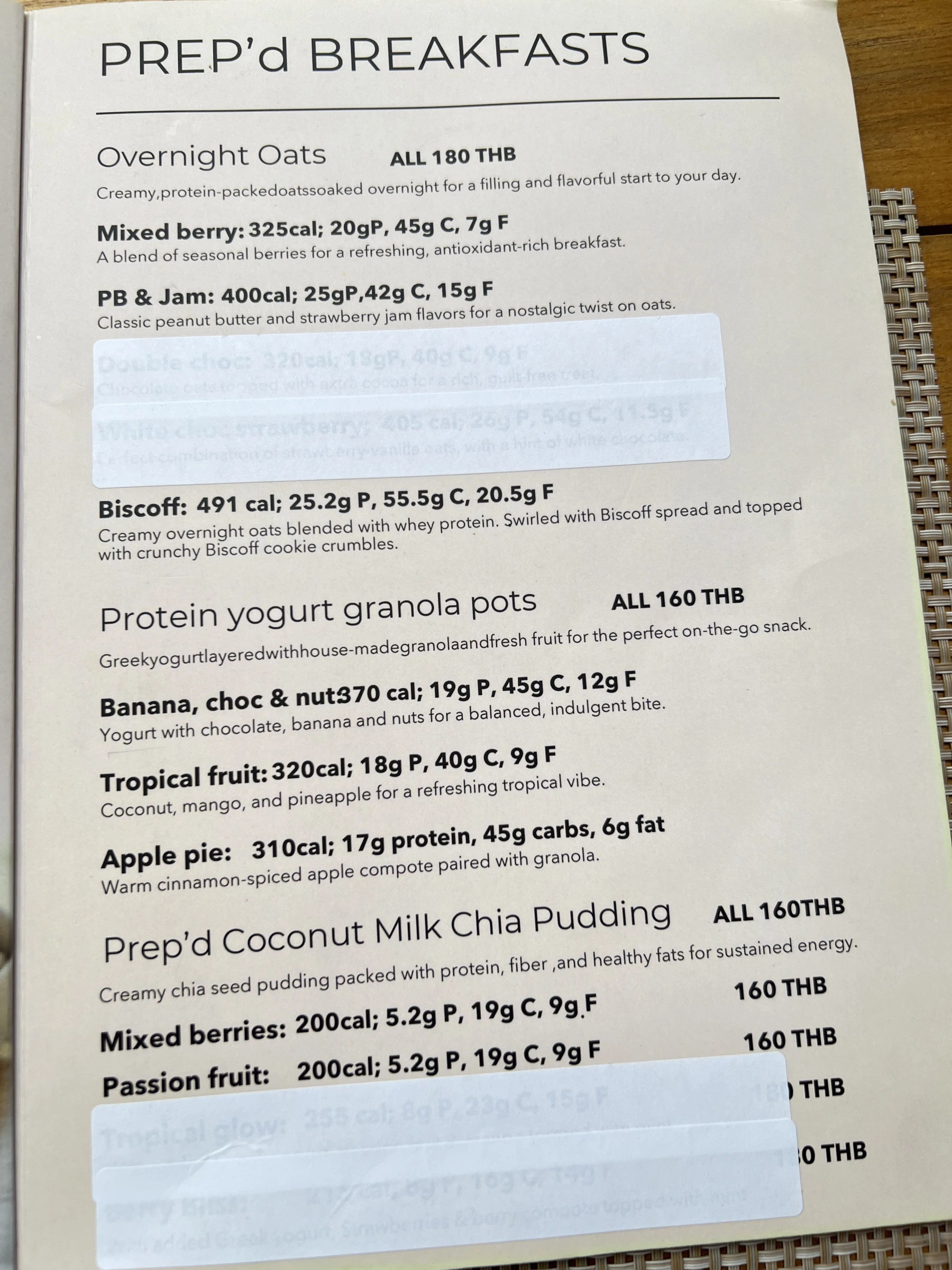 Menu and prices at PREP’d Kitchen Co