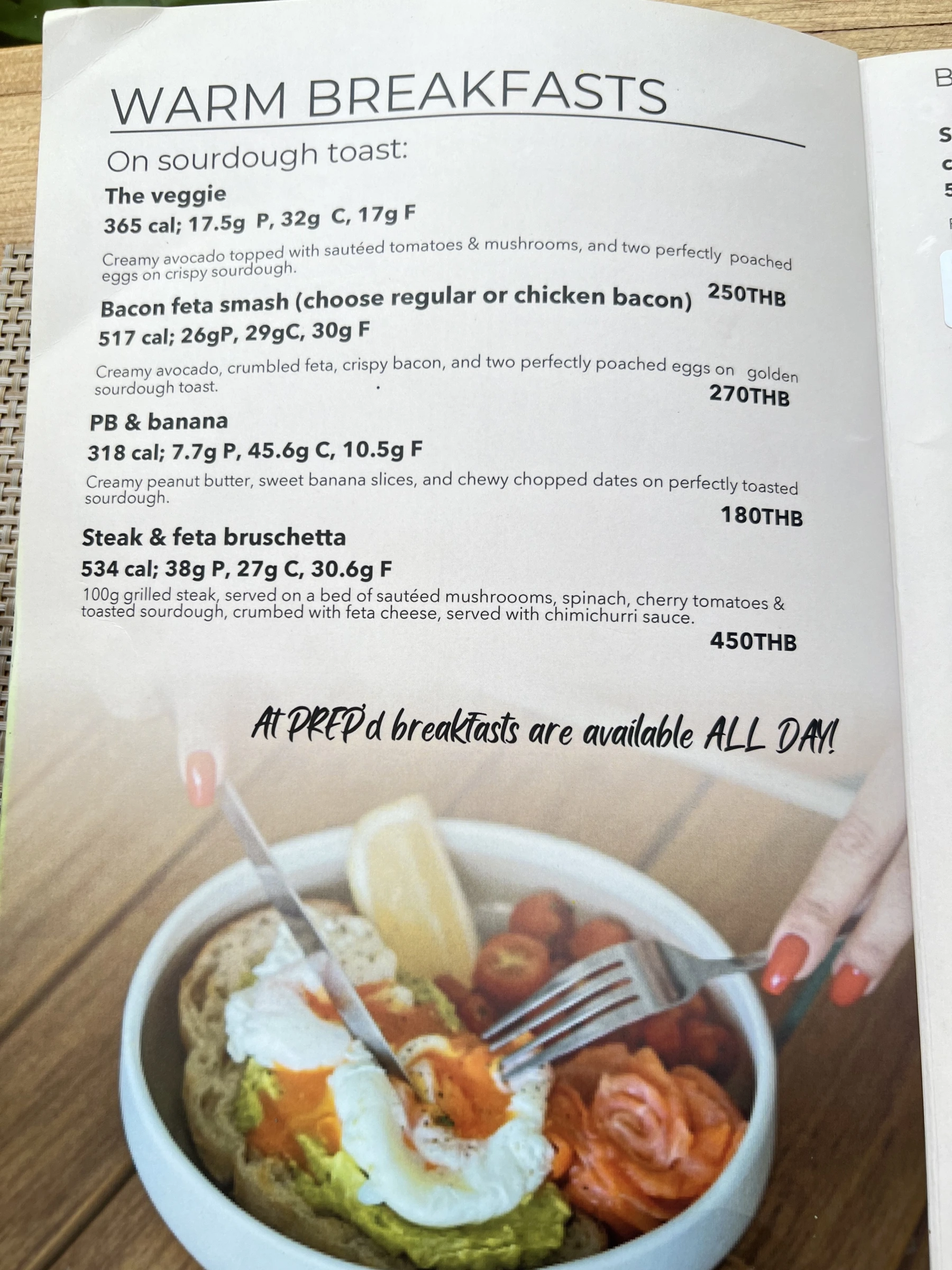 Menu and prices at PREP’d Kitchen Co