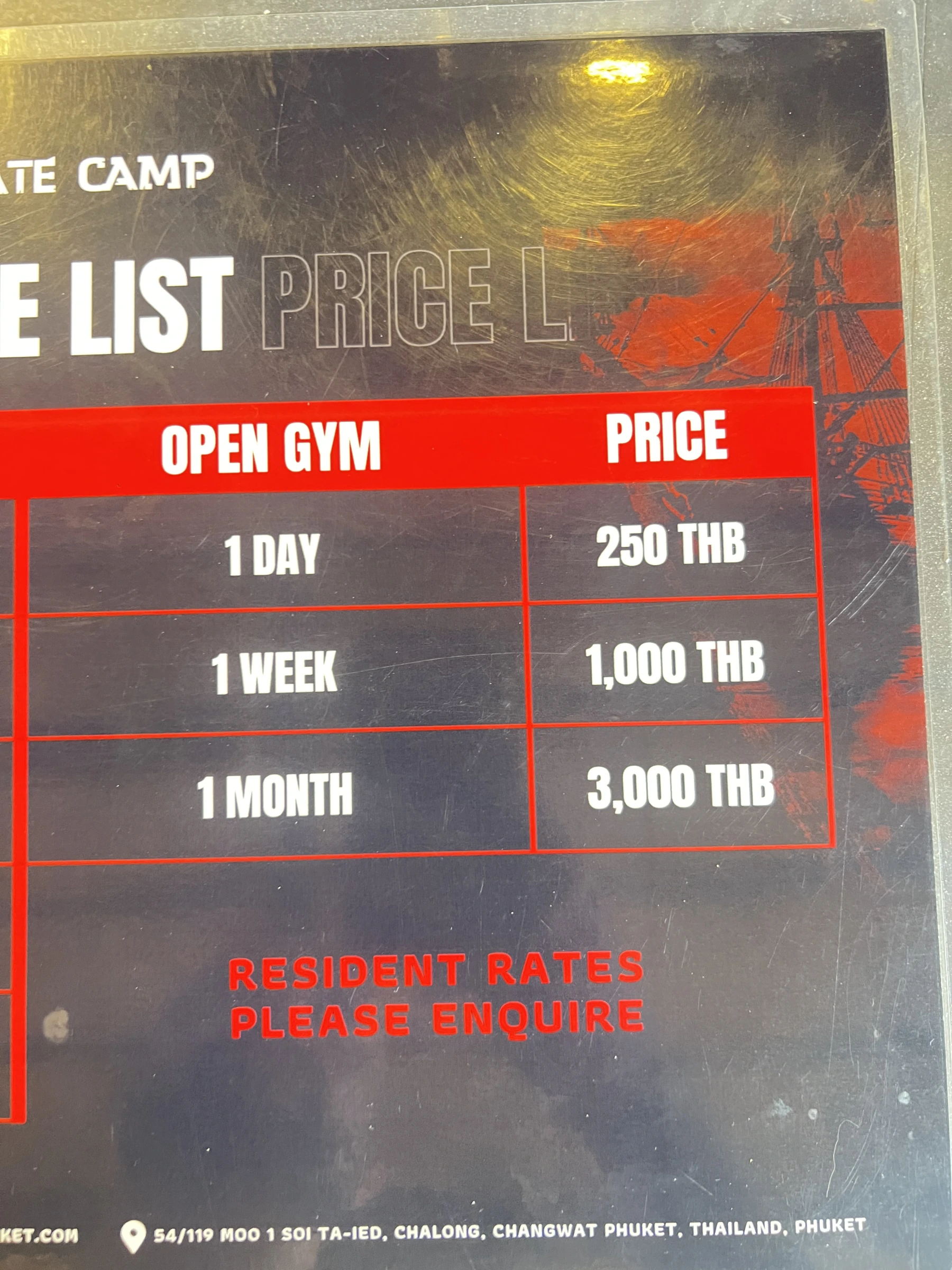 Menu and prices at Pirate Camp