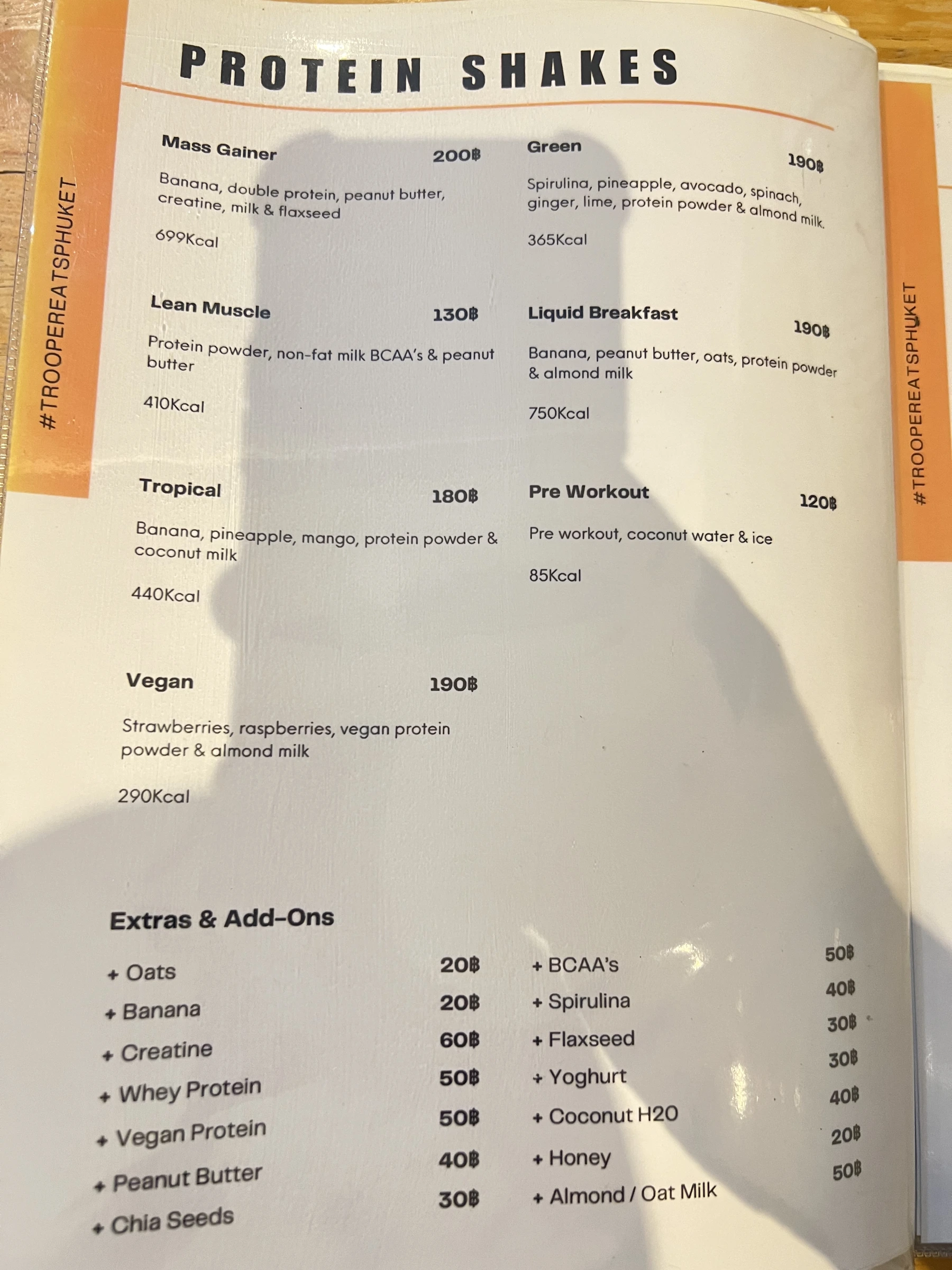 Menu and prices at Trooper Eats